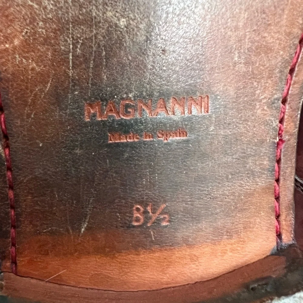 Magnanni Leather Lace Up Derby Oxford Men’s Brown Dress Shoes 13275 8.5 M